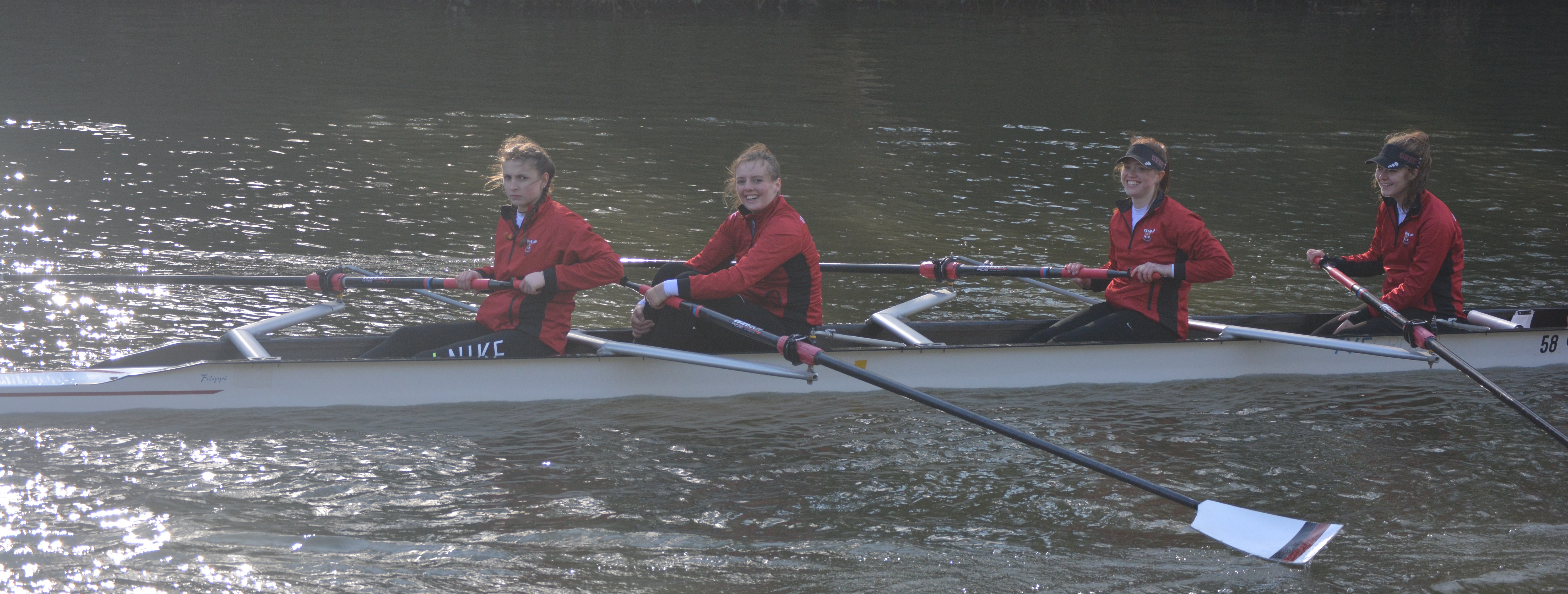 Our Novice Women’s 4+ making their way to the start line.